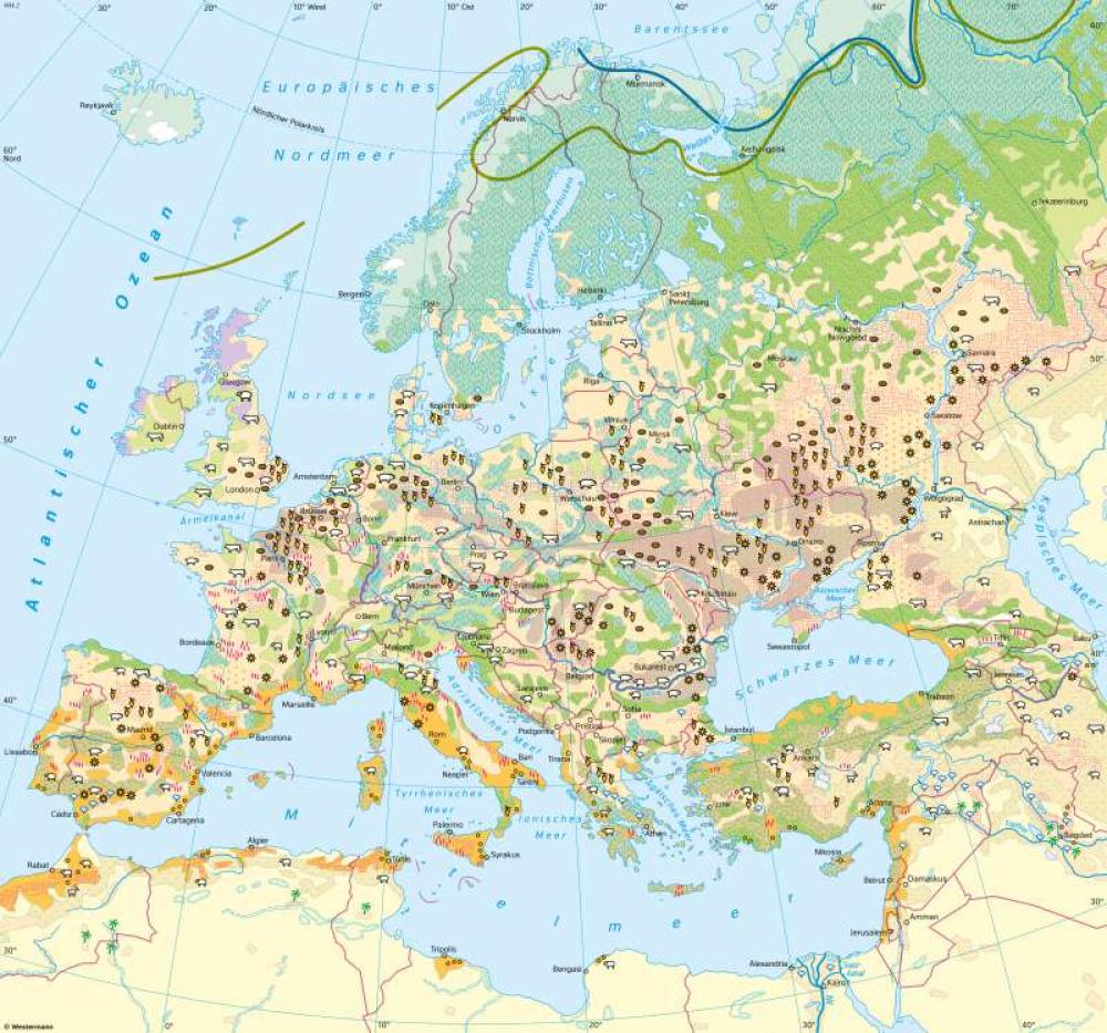 Bild der Karte Europa - Vegetation und Landwirtschaft - Europa - Europa - Landwirtschaft