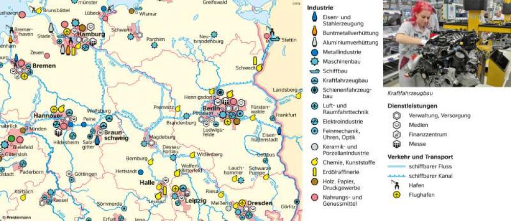 Bild der Karte Thematische Karte - Wirtschaft - Brandenburg/Berlin - Glienicker Brücke - Vom Bild zur Karte und Kartentypen