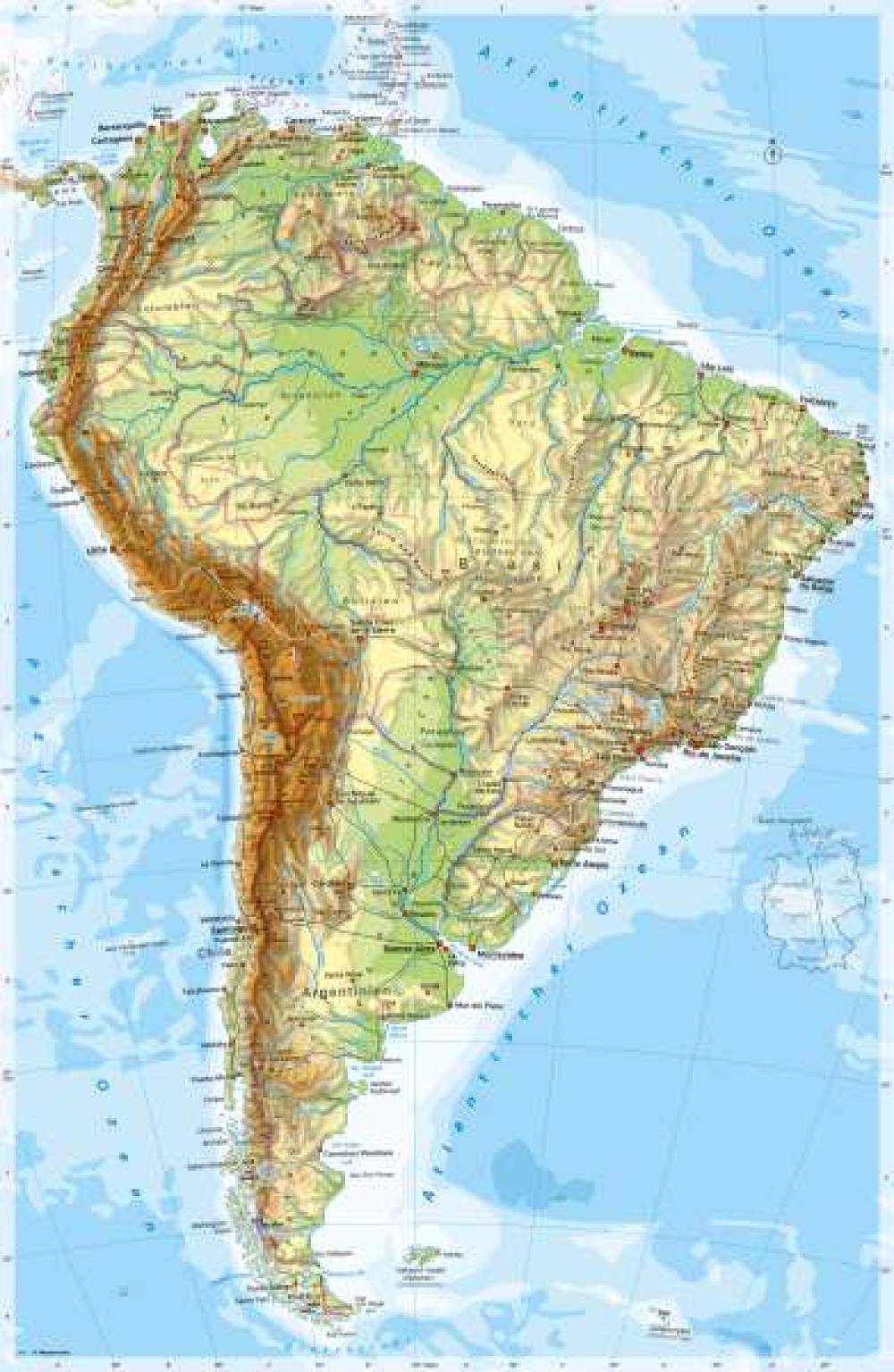 Bild der Karte Südamerika - Physische Karte - Amerika - Südamerika - Physische Karte