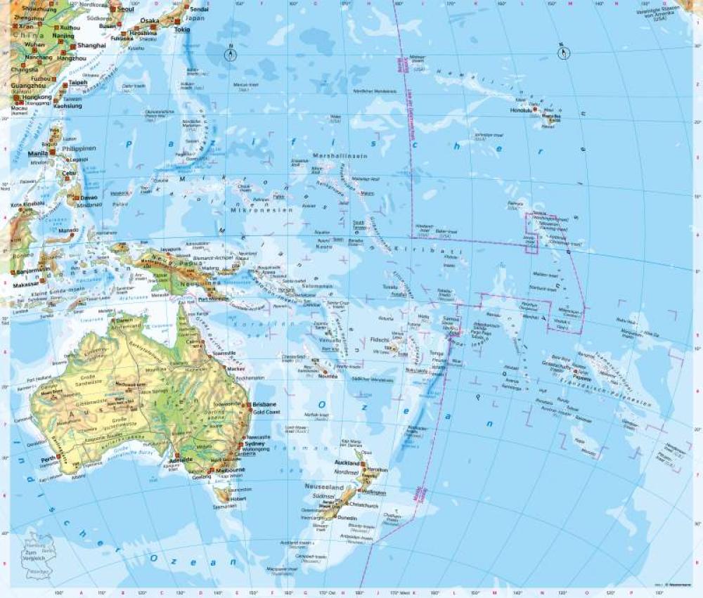 Bild der Karte Ozeanien - Physische Übersicht - Ozeanien - Australien/Ozeanien - Orientierung