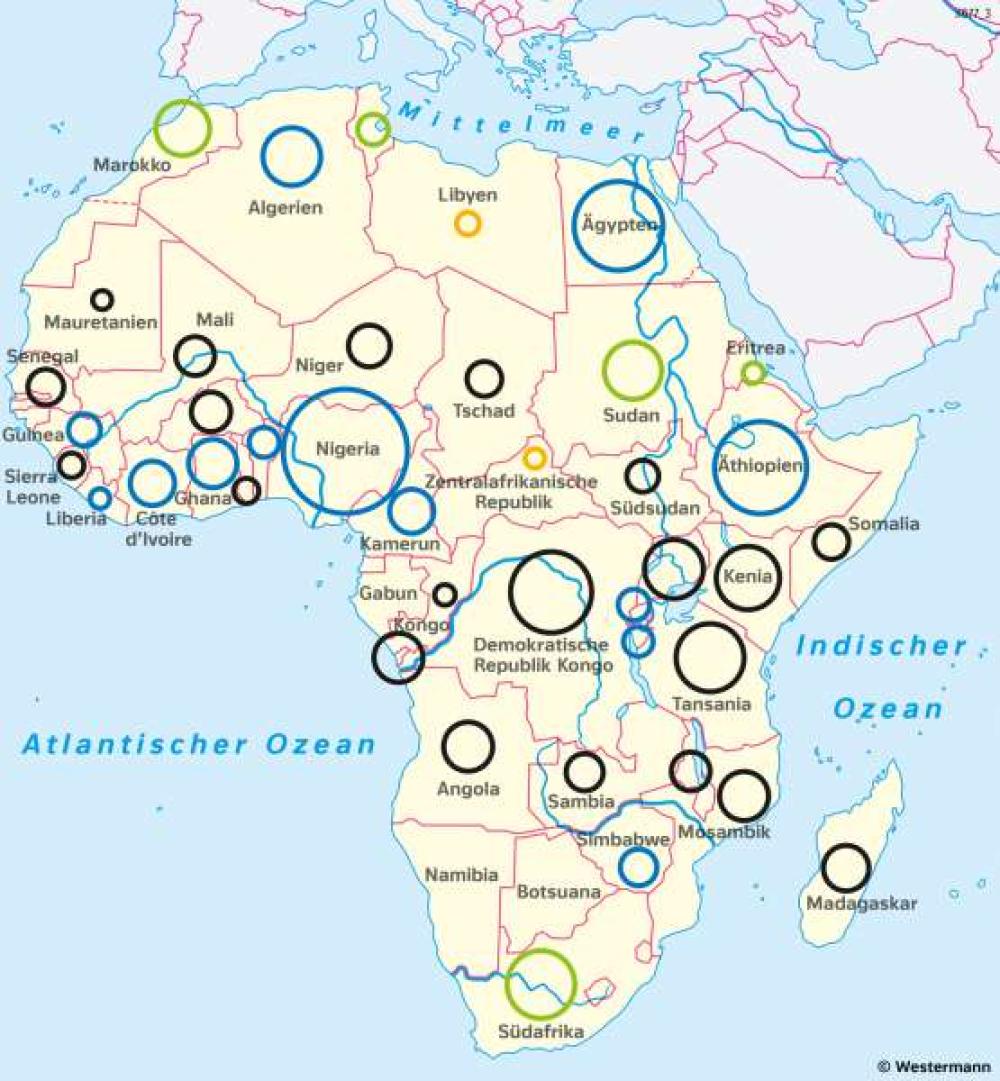 Bild der Karte Afrika - Bevölkerungsentwicklung - Afrika - Afrika - Staaten und Bevölkerung