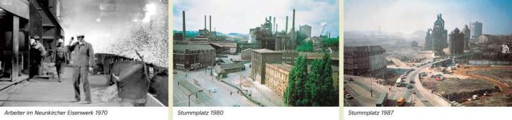 Bild der Karte Neunkirchen (Saar) - Arbeiter im Neunkircher Eisenwerk 1970/Stummplatz 1980/Stummplatz 1987 - Saarland - Neunkirchen (Saar) - Räume im Wandel