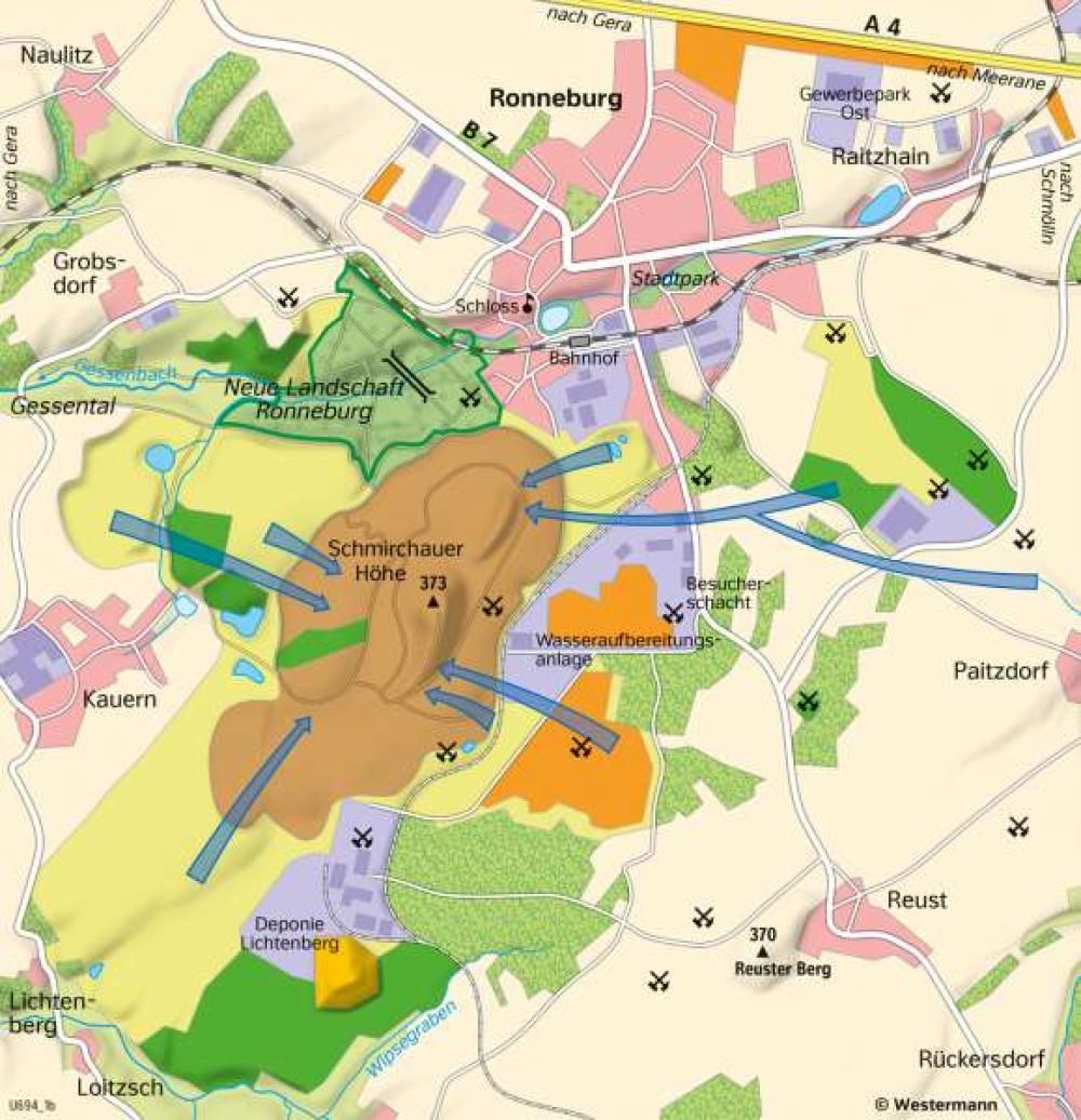 Bild der Karte Ronneburg - Uranerzbergbau und Folgenutzung - 2018 - Thüringen - Thüringen - Umwelt und Energie