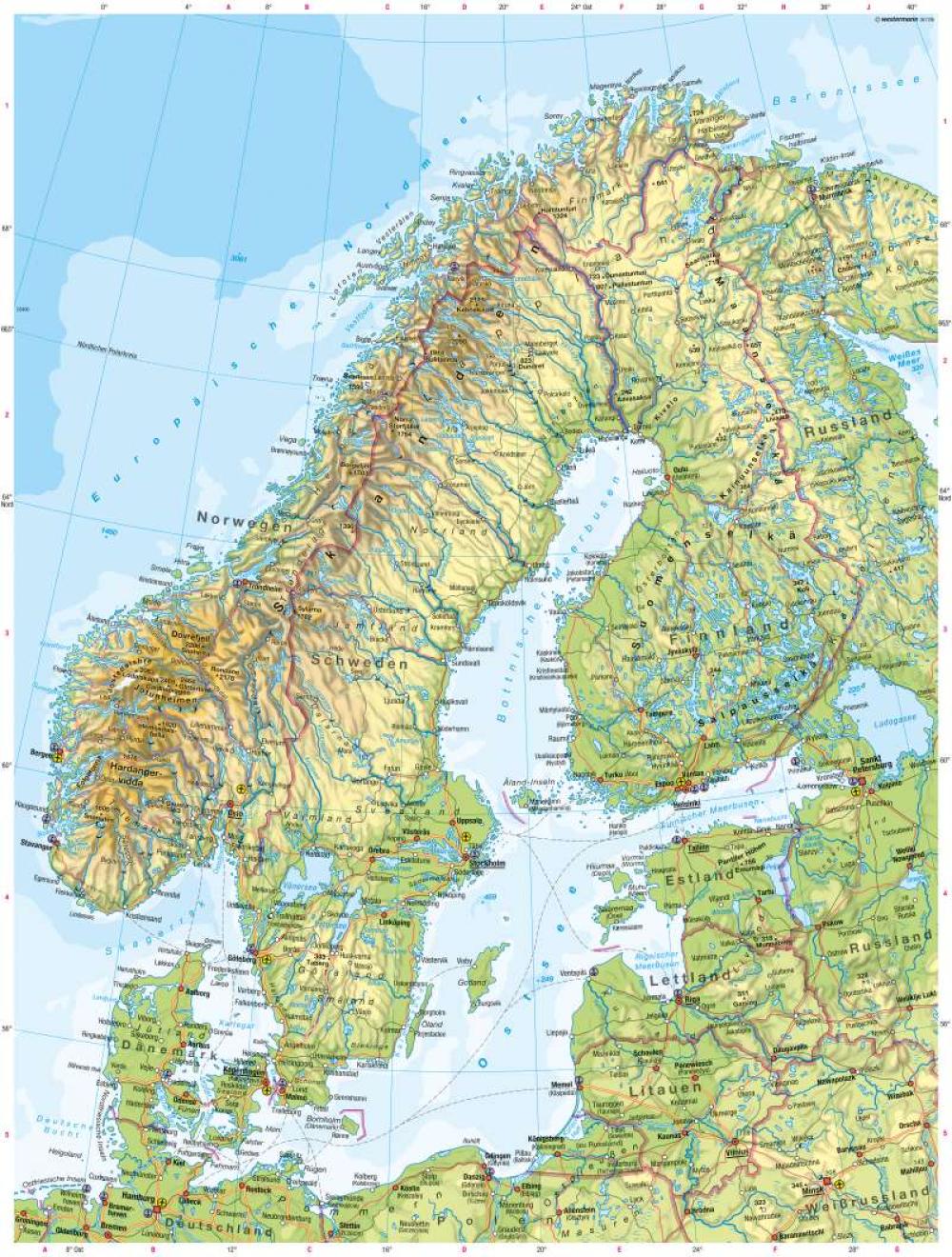 Skandinavien Baltikum Physische Karte 978 3 14 100803 6 106 2 1 Diercke 2023 5160