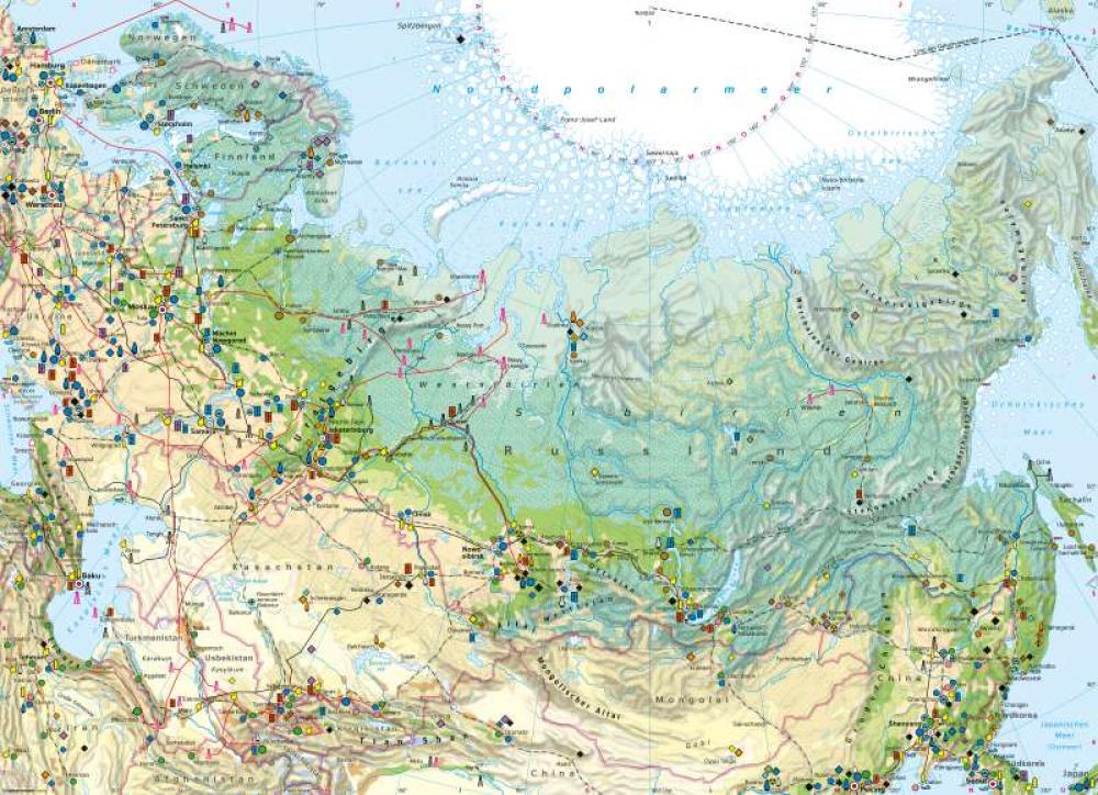 Bild der Karte Russland und Zentralasien - Wirtschaft - Europa - Russland und Zentralasien - Wirtschaft