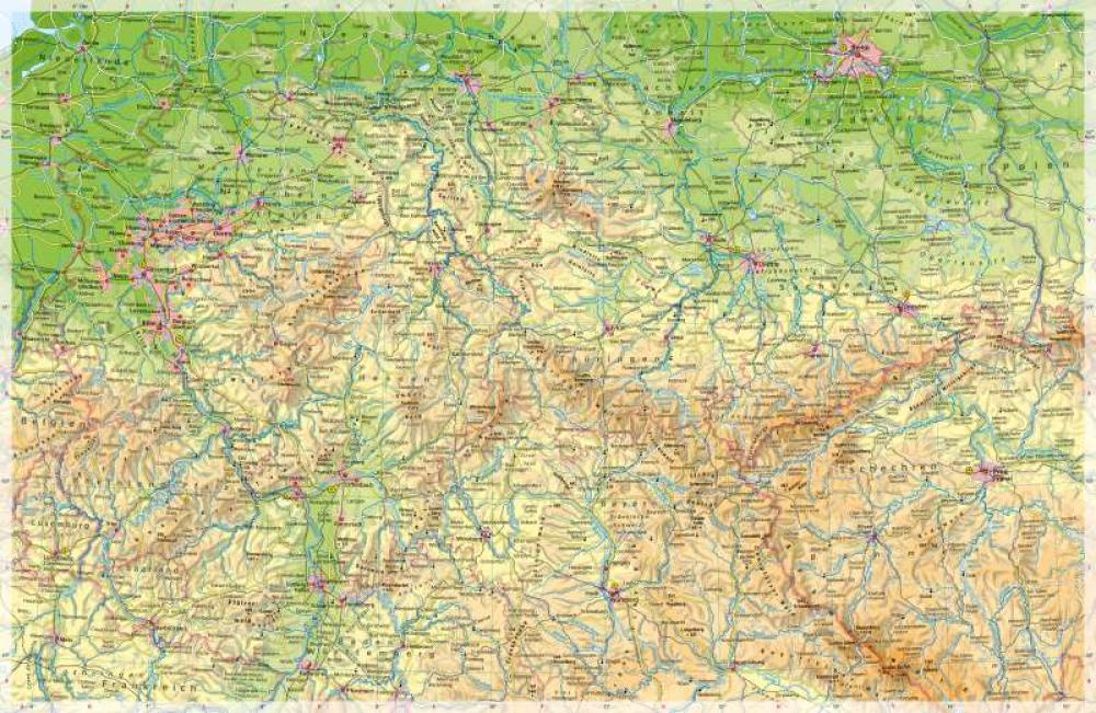 Bild der Karte Deutschland (mittlerer Teil) - Physische Karte - Deutschland - Deutschland (mittlerer Teil) - Physische Karte