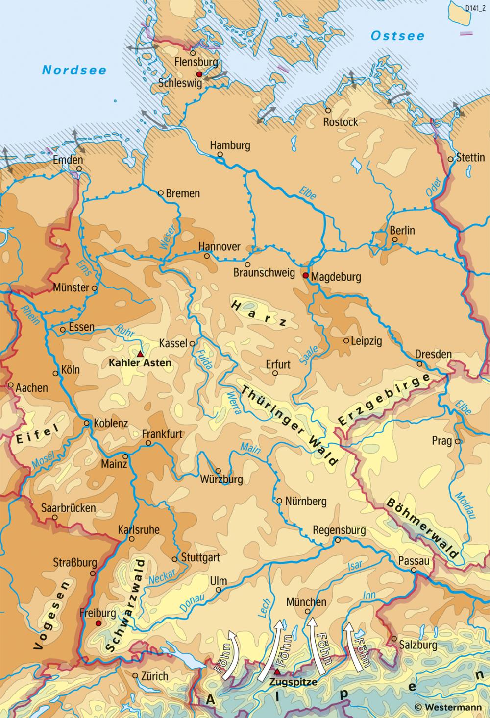 Bild der Karte Deutschland - Temperaturen im Jahr - Deutschland - Klima und Klimawandel