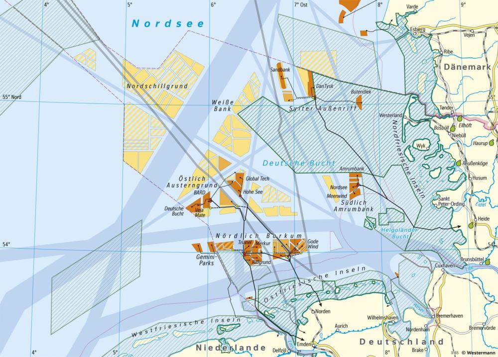 Bild der Karte Deutsche Bucht - Offshore-Windparks - Deutschland - Regenerative Energien
