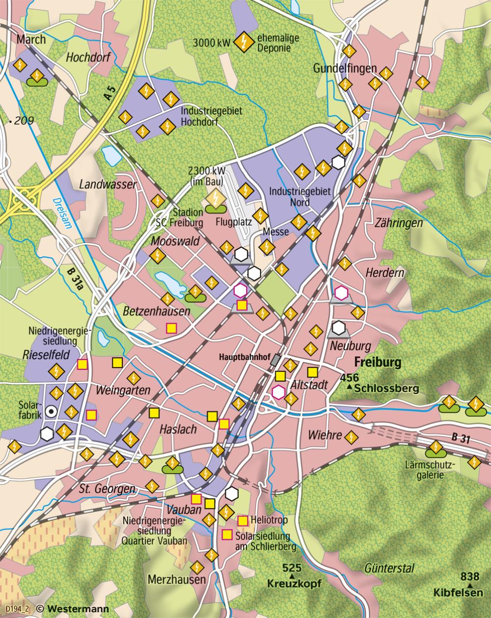 Bild der Karte Freiburg im Breisgau - Solarprojekte - Deutschland - Stadtökologie und nachhaltige Stadtentwicklung