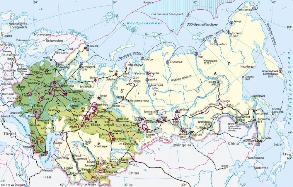 Bild der Karte Sibirien - Erschließung - Russland und Zentralasien - Räume im Wandel