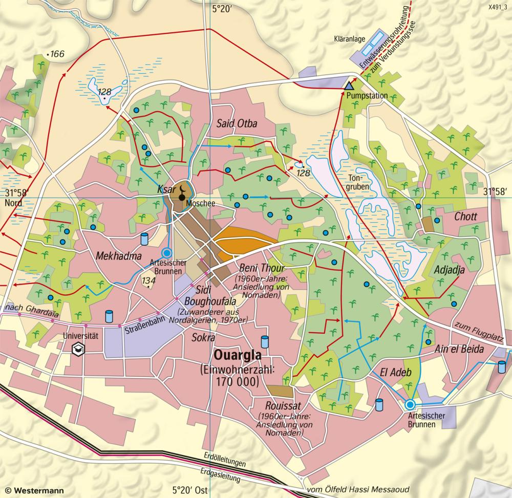 Bild der Karte Ouargla (Sahara) - Brunnenoase - Afrika - Ökozonale Landnutzung