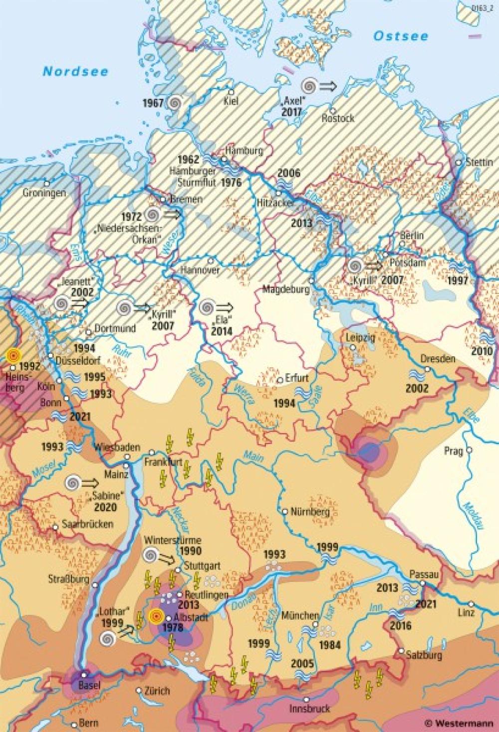 Bild der Karte Deutschland - Naturgefahren - Deutschland - Umwelt und Naturgefahren