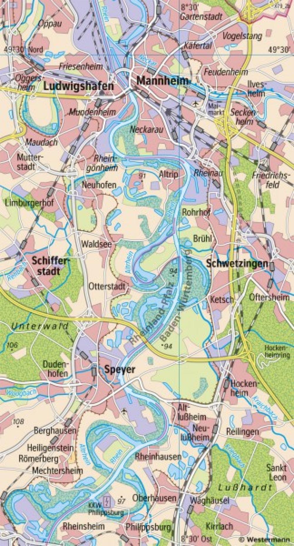 Bild der Karte Oberrhein - Flussbegradigung - 2023 - Deutschland - Umwelt und Naturgefahren