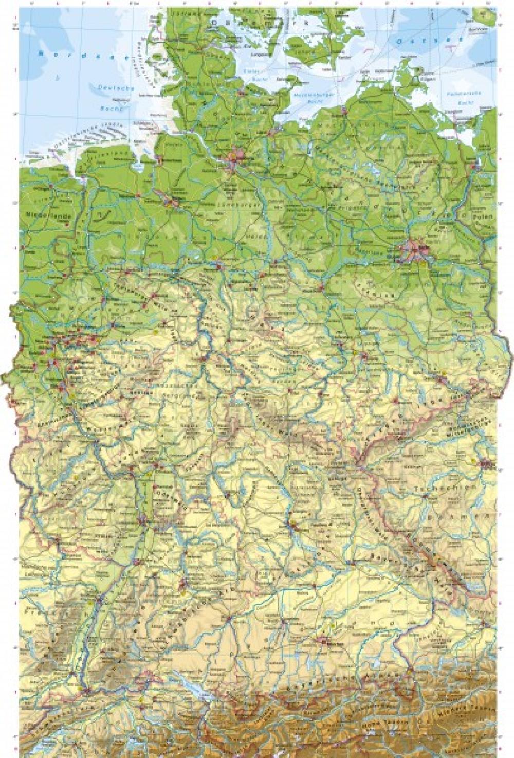 Bild der Karte Deutschland - Physische Übersicht - Deutschland - Physische Übersicht