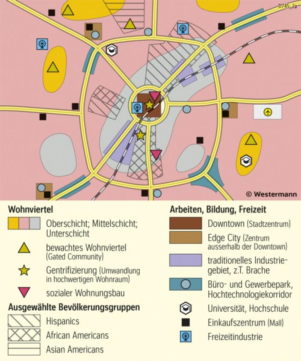Modell Der Nordamerikanischen Stadt Modell der nordamerikanischen Stadt-978-3-14-100919-4-205-4-1 | Diercke.de