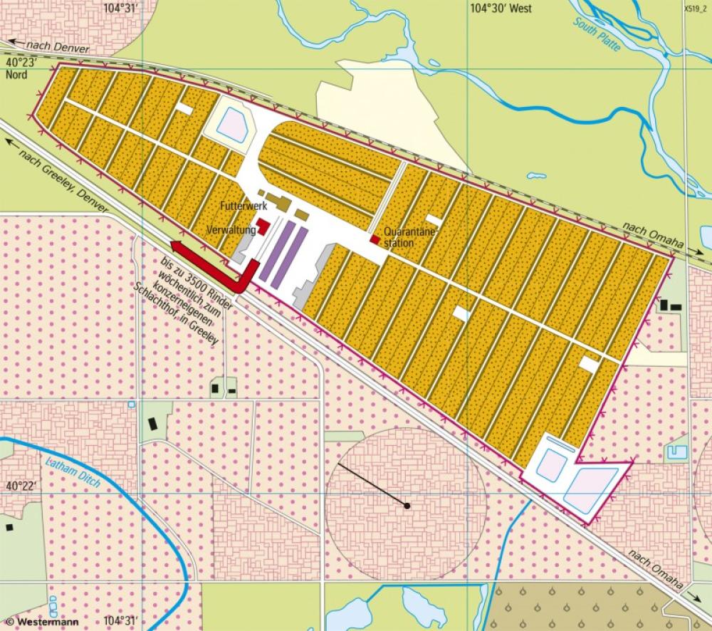 Bild der Karte Kuner Feedlot (Colorado) - Rindermastbetrieb - USA - Landnutzung im Westen und Mittelwesten
